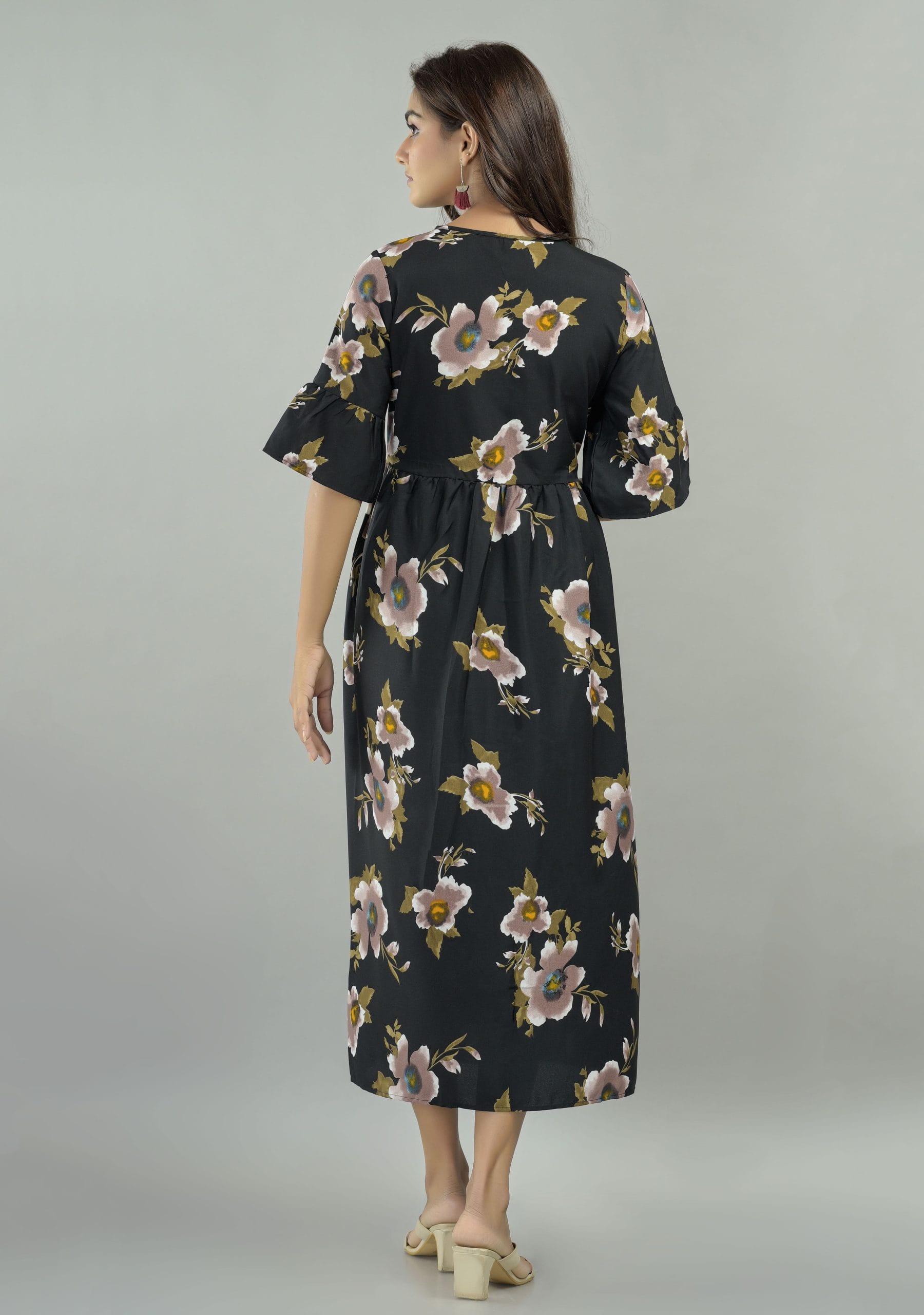 Lyra Black Floral Maxi Dress - View 2