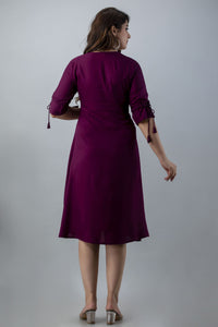 Aureva Maroon Front Embroidery Flared Kurta