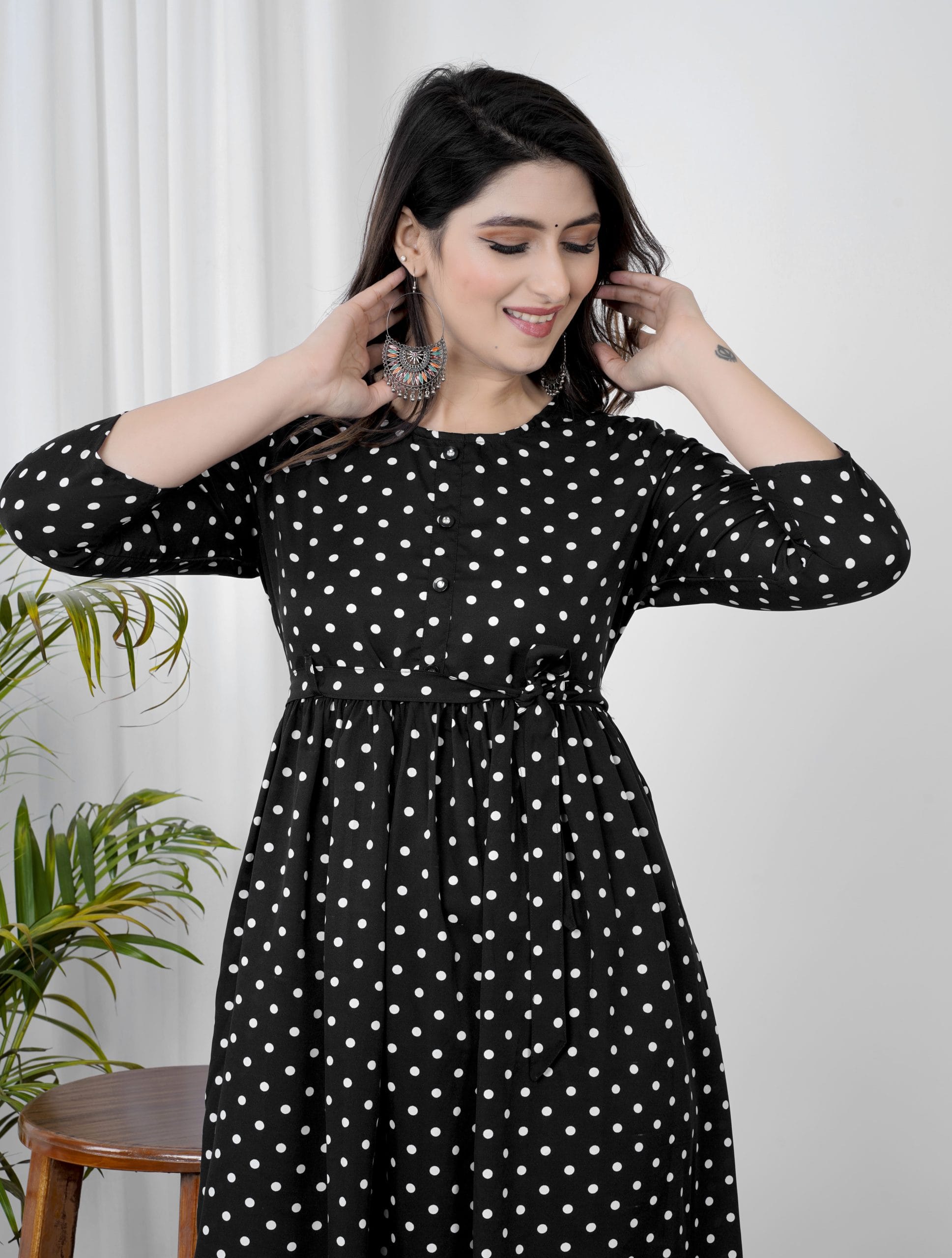 Avira Black Belted Anarkali Kurti - View 4