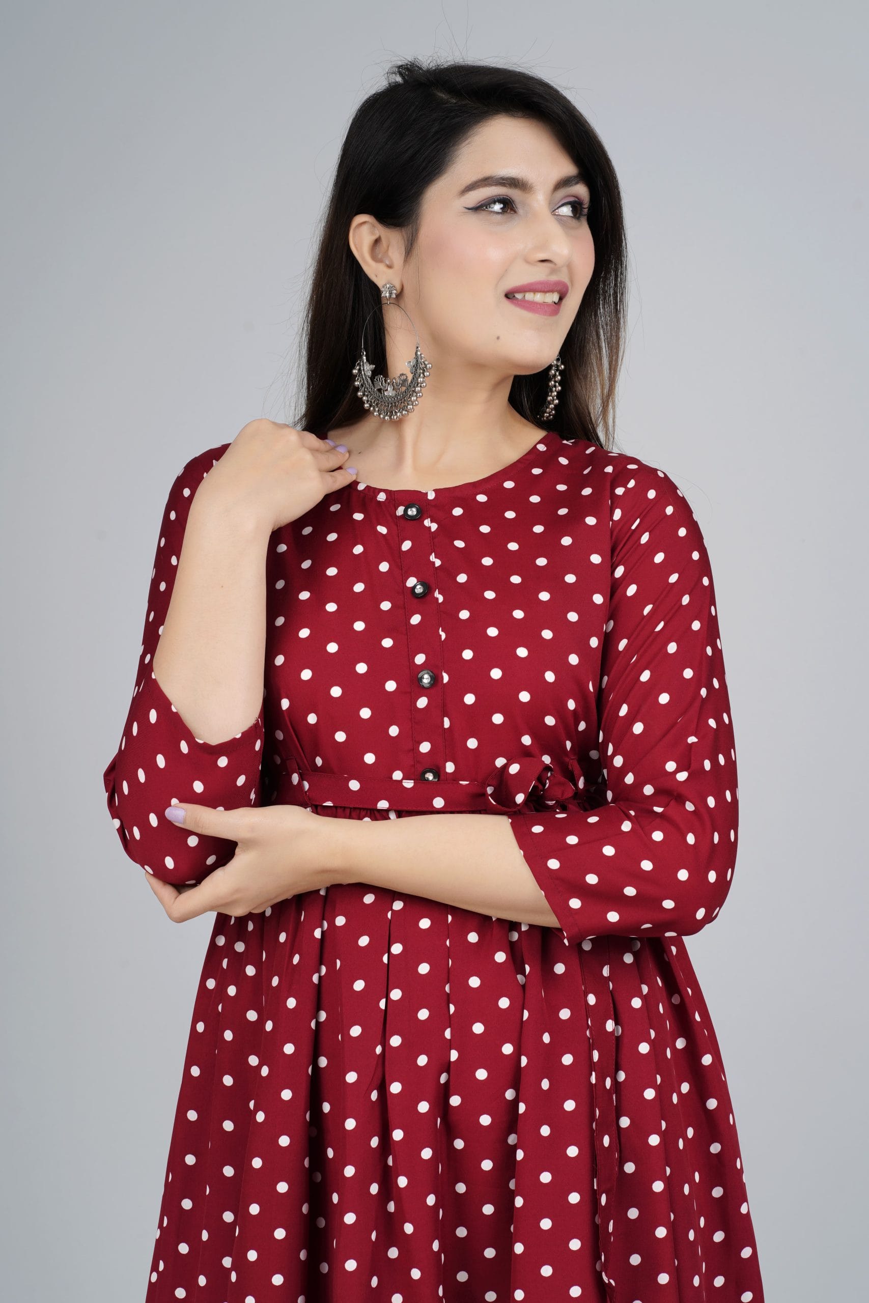 Avira Maroon Belted Anarkali Kurta - View 3