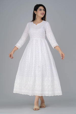 Avira White Chikankari Anarkali Kurta
