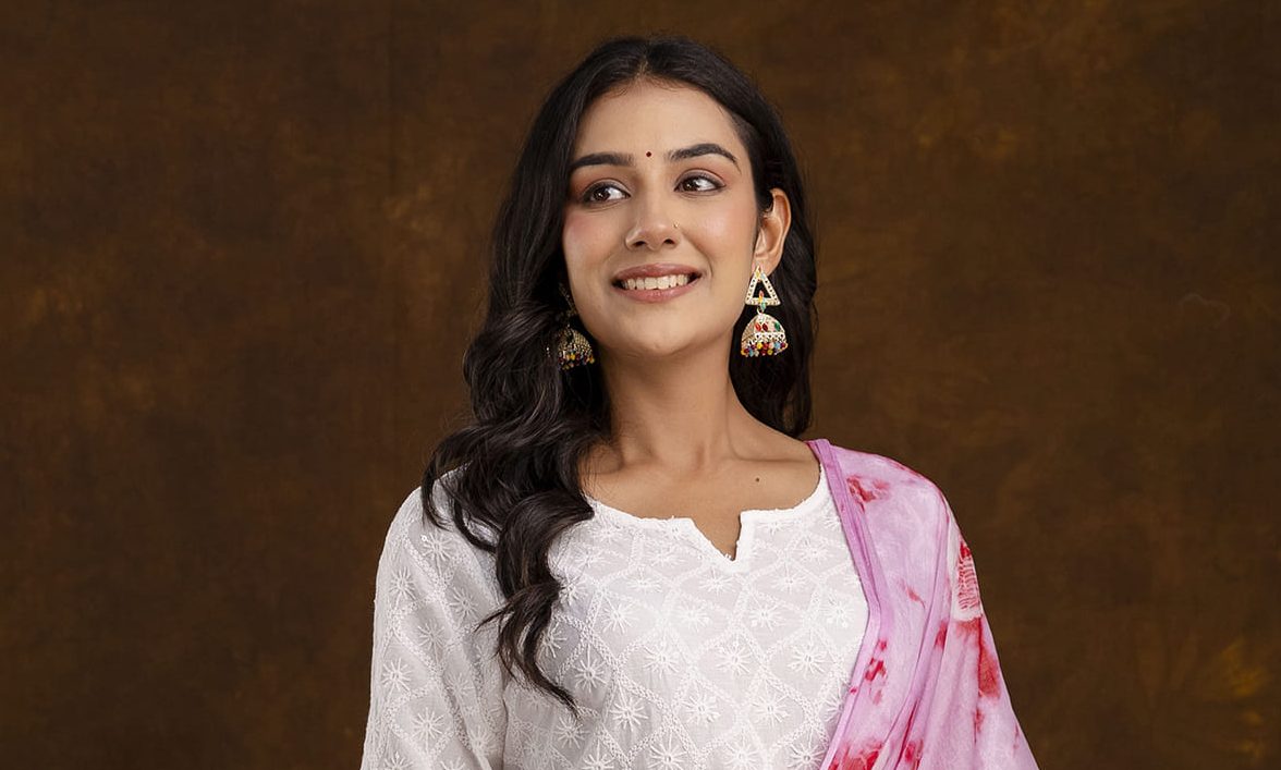 "Chikankari Anarkali Kurta and Dupatta Set"