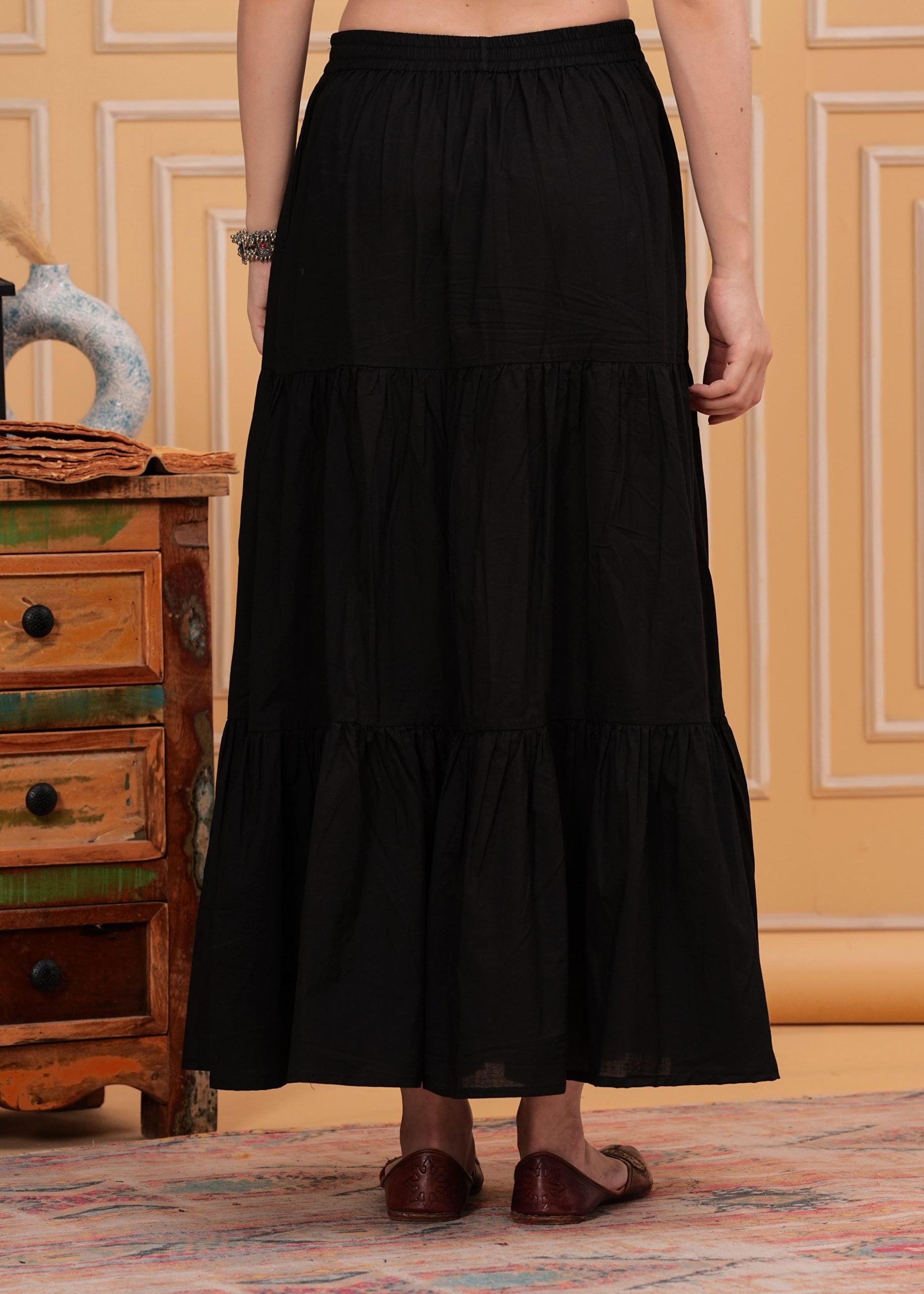 Zyra Noir Black Long Maxi Skirt