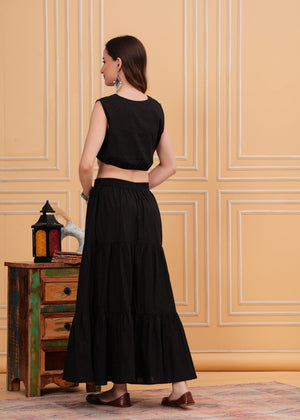 Pari Noir Black Long Maxi Skirt