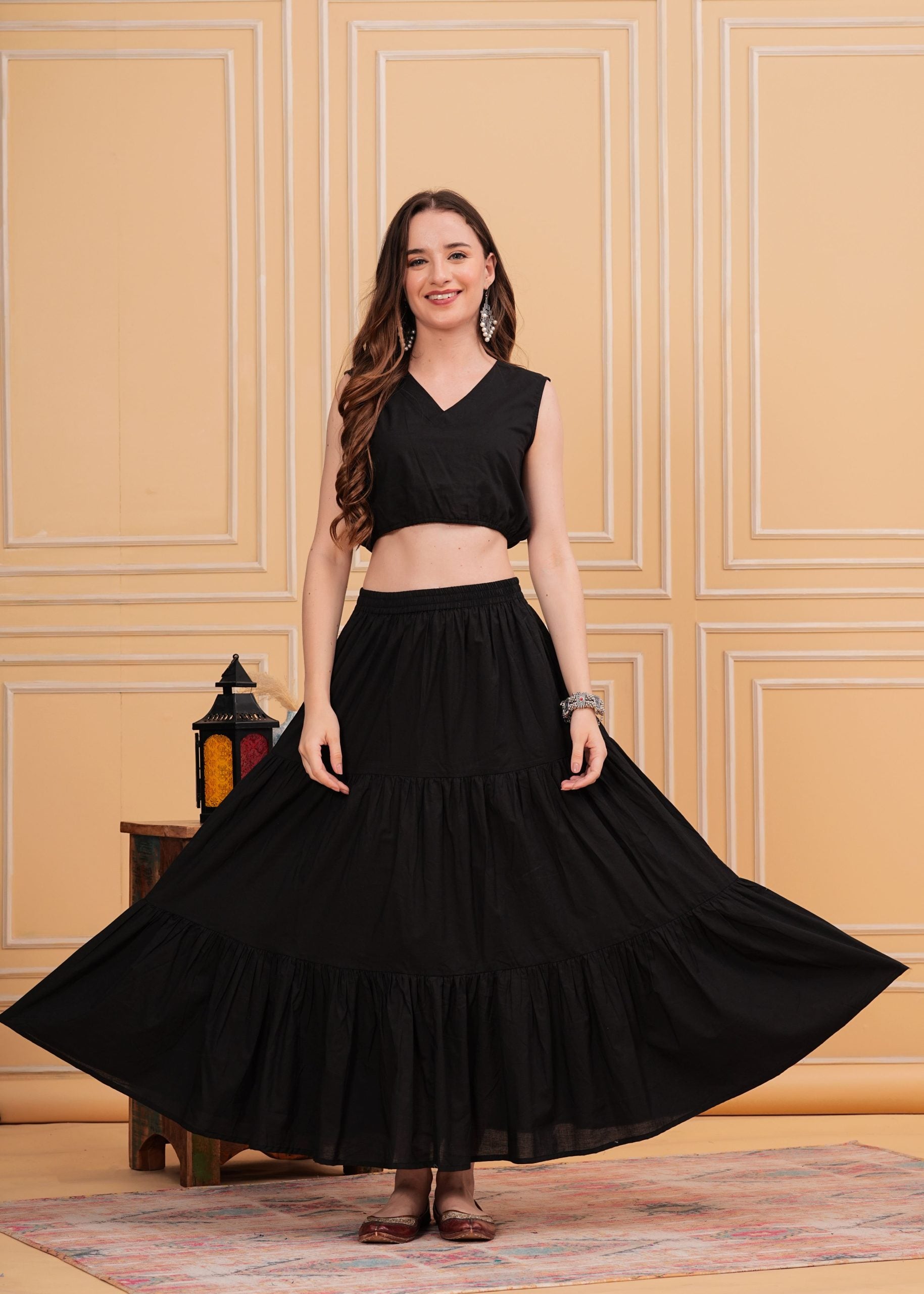 Zyra Noir Black Long Maxi Skirt - View 4