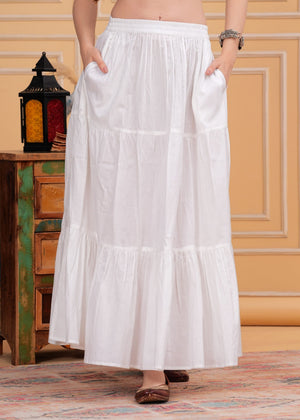 Pari  Ivory White Long Maxi Skirt