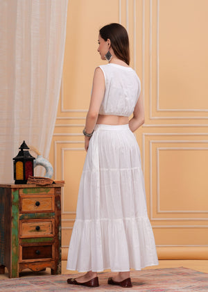 Pari  Ivory White Long Maxi Skirt