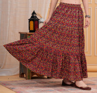 Zyra Crimson Red Long Maxi Skirt