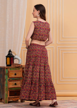 Zyra Crimson Red Long Maxi Skirt