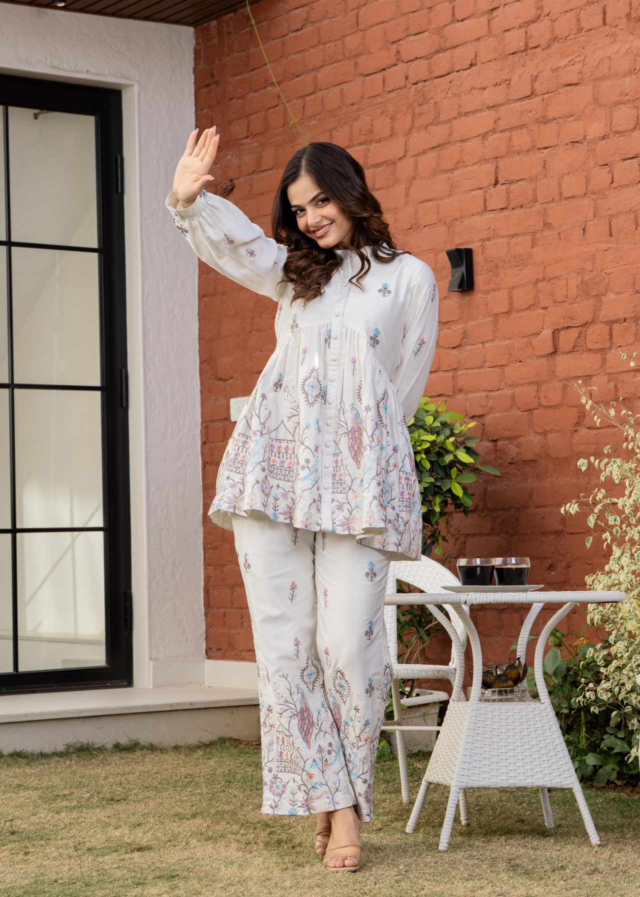 "Buy Luxury Festive White Embroidered Co-Ord Set for Women Online"