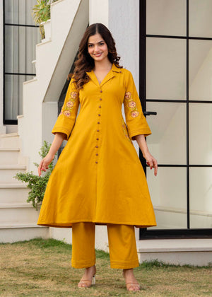 Gauhar Mustard Yellow Cotton Flex Co-ord Set